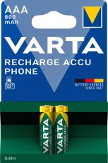 Varta Rechargeable Accu Phone - Micro/AAA, 1,2 V, 800 mAh, 2er Blister Akku Micro/LR03/AAA 1,2 Volt