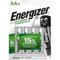 Energizer Akku Rechargeable Power Plus Mignon AA 4 Stück weiß/grün Akku Mignon/HR06/AA 1,2 Volt