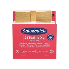 Salvequick® Pflaster-Strips - 6x 21 Stück, extra groß, elastische Textilpflaster, Nachfülleinsatz