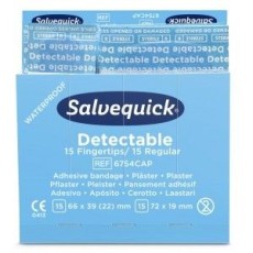 Salvequick® Fingerkuppen-Pflaster Nachfüllpackung - 6x 30 Stück, blau detekitierbar Pflaster blau