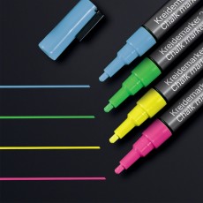 SIGEL Kreidemarker 20 - Rundspitze 1-2 mm, sortiert, 4 Stück Kreidemarker pink/gelb/grün/blau