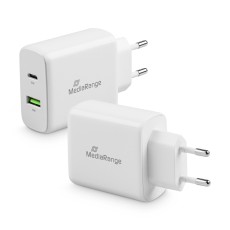 MediaRange Ladegerät Steckdose USB-A/USB-C weiß Ladestecker USB-A und USB-C  weiß ca. 108 g