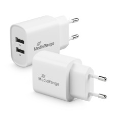 MediaRange Ladegerät Steckdose 2x USB-A weiß Ladestecker 2x USB-A weiß 41 x 78 x 26 mm ca. 45 g