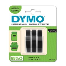Dymo® Prägeband Starter-Set - 9 mm x 3 m, glänzend schwarz, 3 Stück Prägeband 524709 schwarz