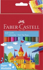 FABER-CASTELL Filzstift Castle - 12er Etui, sortiert Faserschreiberetui sortiert 3 mm Rundspitze