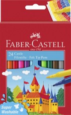 FABER-CASTELL Filzstift Castle - 24er Etui, sortiert Faserschreiberetui sortiert 3 mm Rundspitze