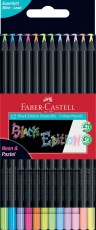 FABER-CASTELL Black Edition Bunstift Neon + Pastell - 12er Kartonetui Farbstiftetui soft 3,3 mm 4 mm
