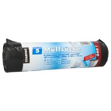 Starpak Müllsäcke - 240 L, LDPE, schwarz, 5 Stück Müllbeutel 240 L 100 cm 125 cm schwarz 60 my