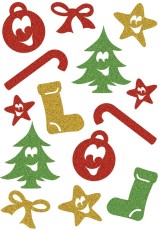 HERMA 3728 Sticker MAGIC Symbole, glittery Weihnachtsetiketten Weihnachtssymbole mehrfarbig