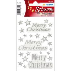 HERMA 3731 Sticker MAGIC Merry Christmas, glittery Mindestabnahmemenge = 10 Pack Weihnachtsetiketten