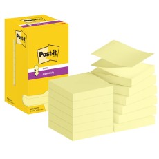 Post-it® SuperSticky Haftnotiz Super Sticky Z-Notes - 76 x 76 mm, gelb, 12x 90 Blatt Haftnotiz gelb