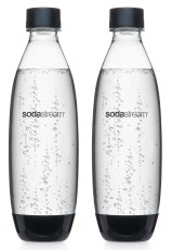 sodastream Trinkflasche Kunststoff 1 Liter - transparent/schwarz, 2er-Pack Trinkflasche Kunststoff