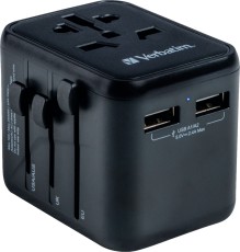 Verbatim Ladeadapter Universal Travel - UTA-01, Anschlüsse für USB Typ-A & Stromstecker, schwarz