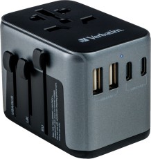 Verbatim Ladeadapter Universal Travel - UTA-03, Anschlüsse für USB Typ-A/C & Stromstecker, schwarz