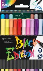 FABER-CASTELL Faserschreiberetui Black Edition - Pinselspitze, 20er Kartonetui Faserschreiberetui