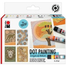 Marabu Kreativmarkerset 3D Dot Pen Nature - 9-teilig Kreativmarker sortiert