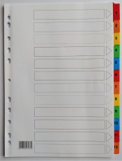 Zahlenregister - 1 - 12, Karton, A4, 12 Blatt + Indexblatt, weiß volldeckend Register A4 1 - 12