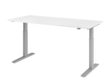 Hammerbacher Schreibtisch T-Fuß elektrisch - 160 x 80 x 70-120 cm, höhenverstellbar, weiß/silber