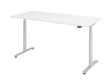 Hammerbacher Schreibtisch T-Fuß elektrisch - 180 x 80 x 63-167 cm, höhenverstellbar, weiß/Graphit