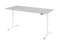 Hammerbacher Schreibtisch T-Fuß elektrisch - 180 x 80 x 63-167 cm, höhenverstellbar, grau/silber