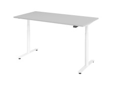 Hammerbacher Schreibtisch T-Fuß elektrisch - 160 x 80 x 63-167 cm, höhenverstellbar, grau/silber, Montageservice