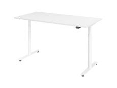 Hammerbacher Schreibtisch T-Fuß elektrisch - 180 x 80 x 63-167 cm, höhenverstellbar, weiß/silber, Montageservice