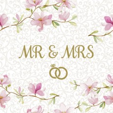 Paper+Design Lunchserviette Mr. & Mrs. - 33 x 33 cm, 20 Stück Servietten Hochzeit 33 x 33 cm