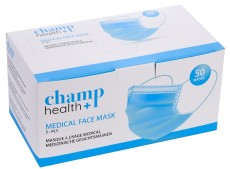 CHAMP Mund- und Nasenschutzmaske - blau/weiß, 50 Stück Gesichtsmaske EN149-2001 + A1:2009