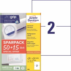 Avery Zweckform® 6604 Universal-Etiketten ultragrip - 210 x 148 mm, weiß, 130 Etiketten, permanent
