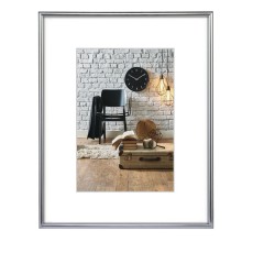 hama® Kunststoff-Bilderrahmen SEVILLA Dekor - 21,0 x 29,7 cm (A4), silber matt Bilderrahmen 9 mm