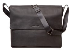 Pride and Soul® Umhängetasche Leder Urban - 30 x 42 x 8 cm, schwarz Laptoptasche schwarz Leder