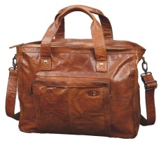 Pride and Soul® Reisetasche Royal T - cognac, mit Laptop- und Tabletfach Reisetasche cognac Leder