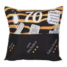 Hergo Kissen Geburtstag 70 - 43 x 43 cm, mit Taschen Kissen 43 cm 43 cm 15 cm 100 % Polyester