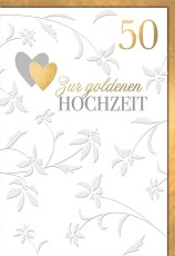 Goldhochzeitskarte geprägt - inkl. Umschlag Mindestabnahmemenge - 5 Stück. Glückwunschkarte