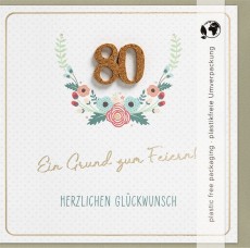 Geburtstagskarte Moments Zahl 80 - inkl. Umschlag Mindestabnahmemenge - 3 Stück Geburtstag 80 Jahre