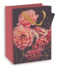 Geschenktragetasche Roses - 7,5 x 26 x 6,5 cm Mindestabnahmemenge - 6 Stück. Geschenktragetasche