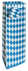 Flaschentragetasche Bayernraute - 12 x 37 x 8 cm, blau/weiß Mindestabnahmemenge - 6 Stück. neutral