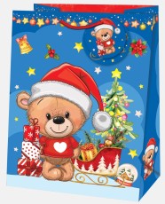 Weihn. Geschenktragetasche Kind Teddy - 33 x 44,5 x 13,7 cm Mindestabnahmemenge - 5 Stück. Teddy