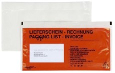 DOCUFIX Begleitpapiertaschen mit Aufdruck Lieferschein-Rechnung - DL, 250 Stück DL rot ca. 35 mym