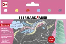 EBERHARD FABER Straßenmalkreide - 6er Kartonetui, Einhornform mit Glitzereffekt Kreide 85 mm