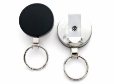 ID AUSWEISSYSTEME Jojo-Halter 25S - mit Gürtelclip und Keyring, silber Ausweishalter silber