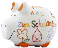 KCG Spardose Schwein Zum Schulanfang - weiß, klein Spardose Schwein Zum Schulanfang 12,5 cm 9 cm