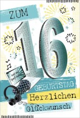 Geburtstagskarte Zahl 16 - inkl. Umschlag Mindestabnahmemenge - 5 Stück. Geburtstagskarte Zahl