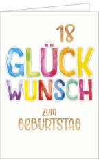 Geburtstagskarte Volljährigkeit Zahl 18 - inkl. Umschlag Mindestabnahmemenge - 5 Stück.