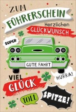 Glückwunschkarte zum Führerschein - inkl. Umschlag Mindestabnahmemenge - 5 Stück. Führerschein