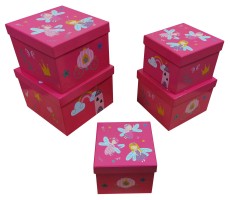 Geschenkkarton Kind Fee pink - 5-tlg. Würfel Geschenkschachtel Fee pink Kinder Würfel Karton