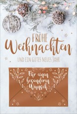 D.T. Weihnachtskarte mit Geldscheinfach - inkl. Umschlag Mindestabnahmemenge - 5 Stück. Grußkarten