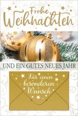 D.T. Weihnachtskarte mit Geldscheinfach - inkl. Umschlag Mindestabnahmemenge - 5 Stück. Grußkarten