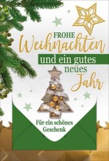 D.T. Weihnachtskarte mit Geldscheinfach - inkl. Umschlag Mindestabnahmemenge - 5 Stück. Grußkarten