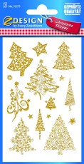 AVERY ZWECKFORM Z-Design 52273 Weihnachtssticker - Weihnachtsbäume, goldgeprägt, 30 Sticker Papier